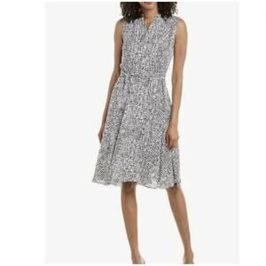 Nanette Lapore Black & White Animal Print Sleeveless Dress w/Tie Waist Size 6